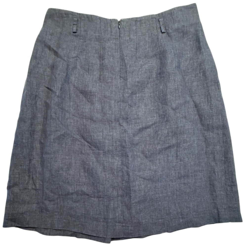 Peserico Women's Linen Skirt Size 46, Blue Gray, Pleated